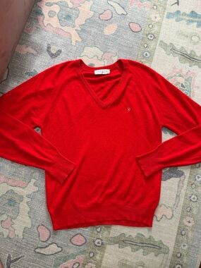 Christian Dior Red V-Neck Women's Sweater